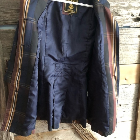 e.land Size Med Navy/Gold Plaid Spring Jacket - Picture 9 of 11